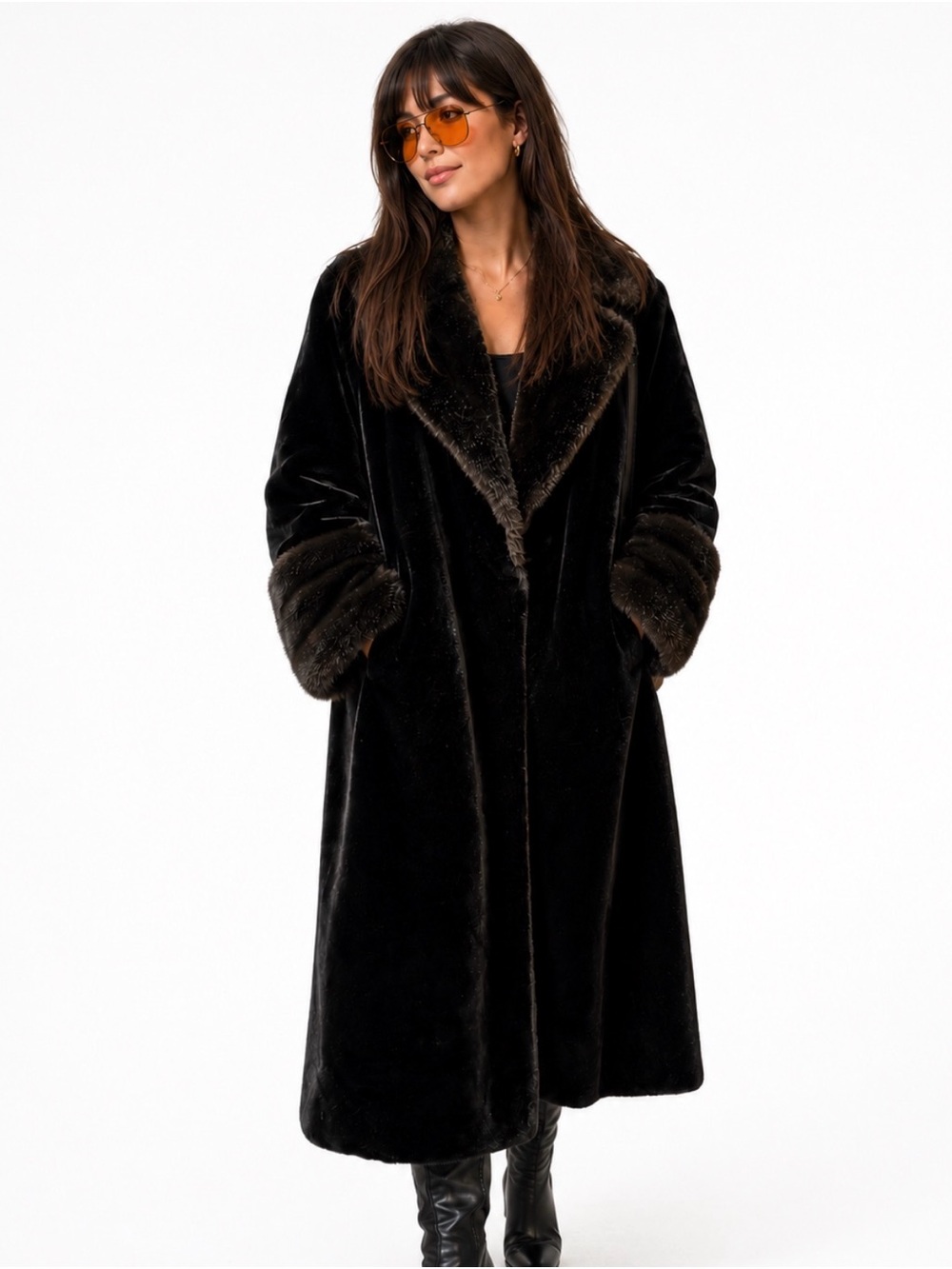 Sportowne Vintage Ultra-Seal Faux-Fur Mink Long Coat
